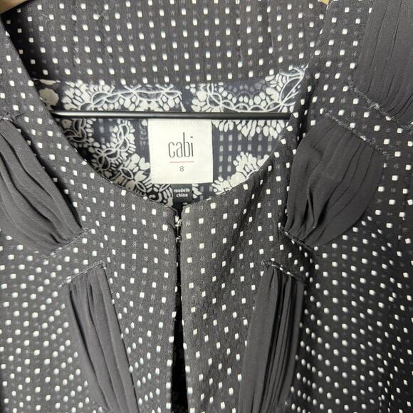 Cabi Polka Dot Jacket Black White Stretch 3/4 Sleeve Jacket Blazer Size 8 - Picture 3 of 9